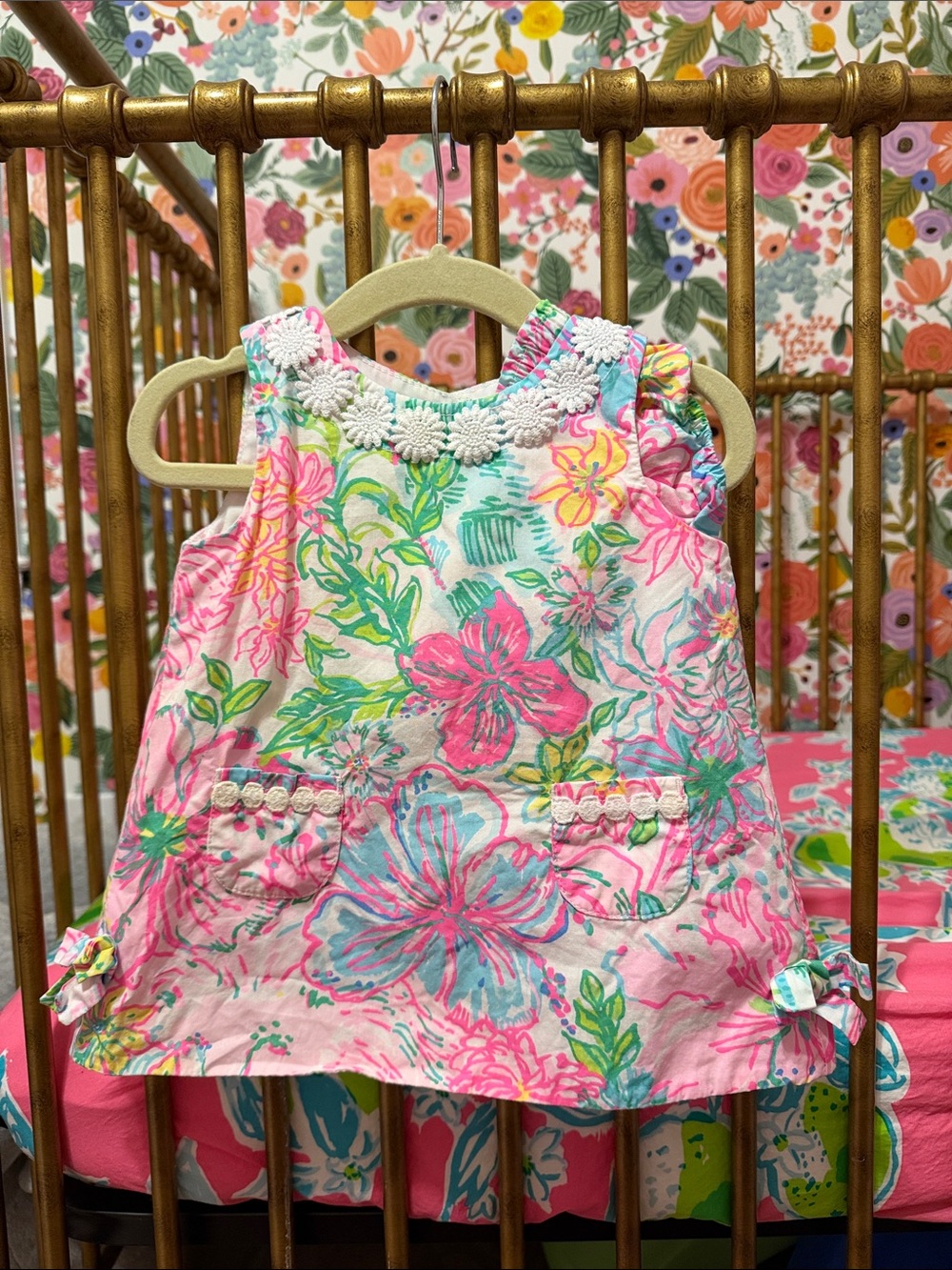 Lilly Pulitzer Pink Floral Sleeveless A-Line Dress